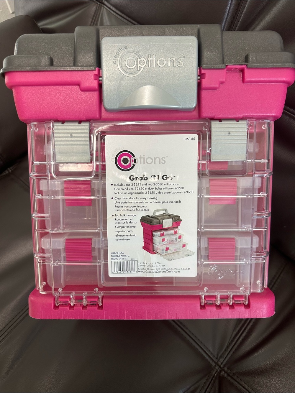 Creative Options Grab 'N Go Portable Organizer Box (Magenta) with 3 Cases